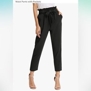 Paper bag belted dress pants